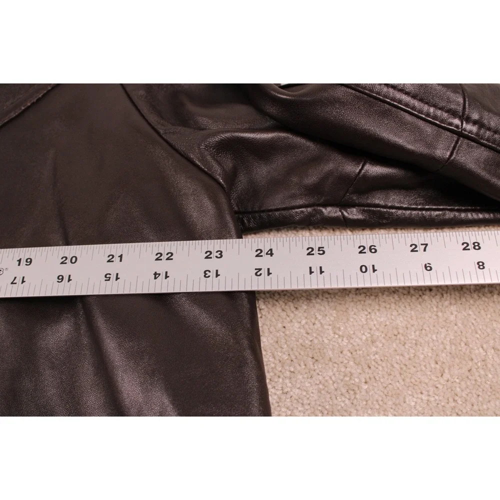 Worthington Brown Leather Jacket Womens‎ XL Button Up Lined Long Sleeve